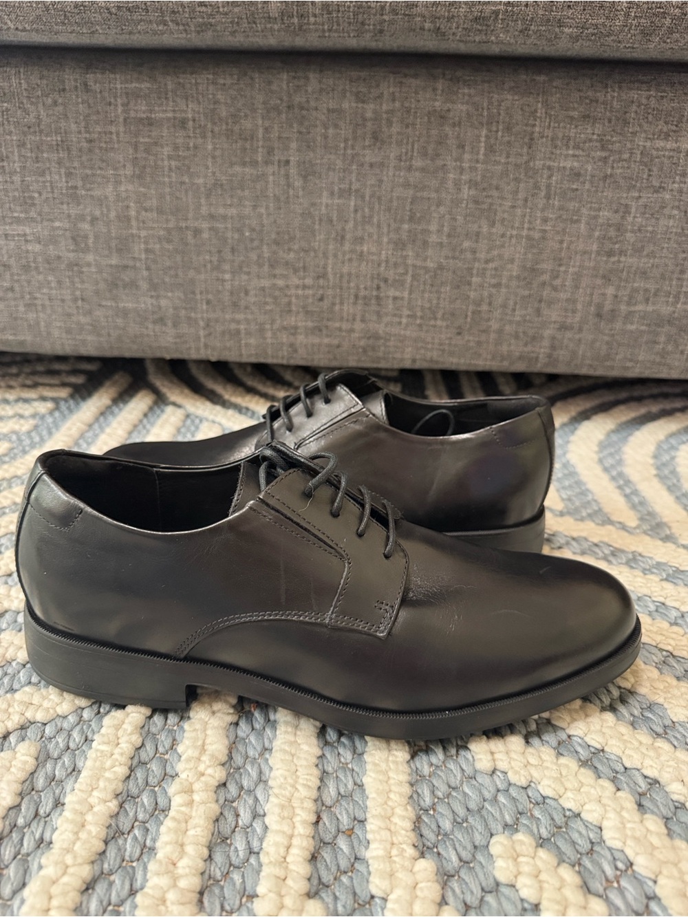 GEOX Black Leather Oxford Dress Shoes Men's EU 39 Breathable Lightweight